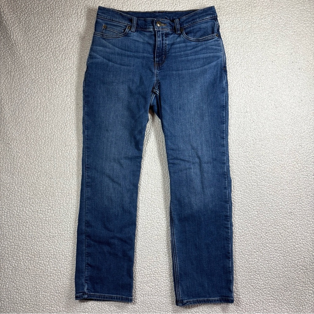 Duluth Trading Co Flannel Lined Jeans Womens Size‎ 8 x 29 Straight Leg Denim